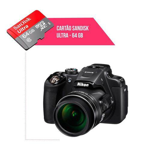 Cartão de Memória 64gb Ultra para Câmera Nikon Coolpix P610