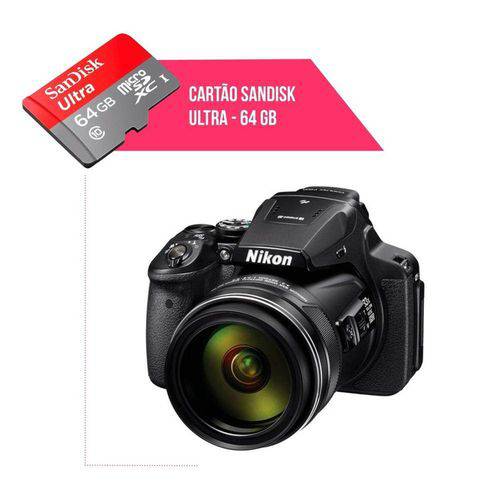 Cartão de Memória 64gb Ultra para Câmera Nikon Coolpix P900