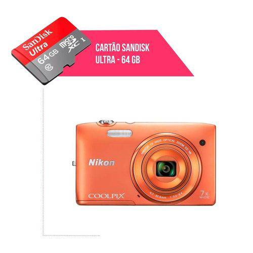 Cartão de Memória 64gb Ultra para Câmera Nikon Coolpix S3500