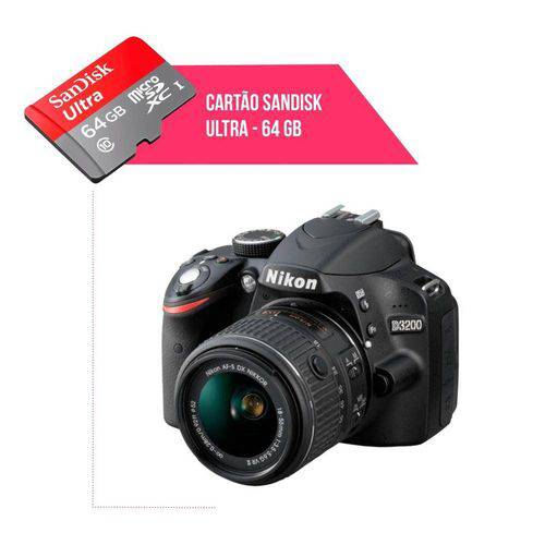 Cartão de Memória 64gb Ultra para Câmera Nikon D3200