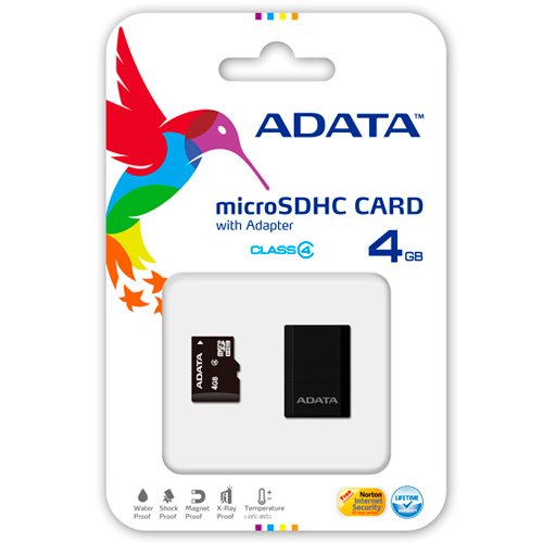 Cartão de Memória Adata Class 4 Micro Sdhc C/adapt Sd 4gb