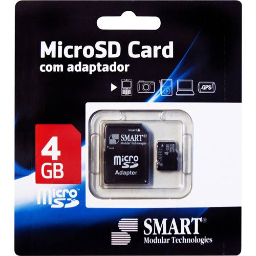 Cartão de Memória C/ Adaptador - 4GB - Smart