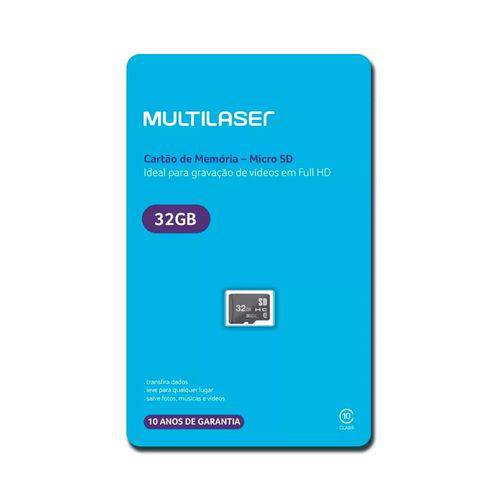 Cartão de Memória Classe 10 32GB Multilaser MC145