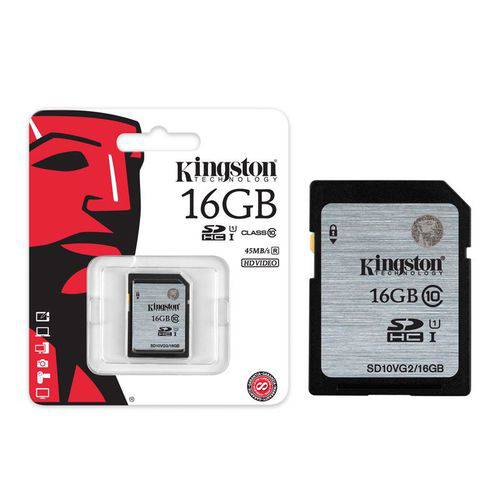 Cartao de Memoria Classe 10 Kingston Sd10vg2/16gb Secure Digital Sdhc 16gb Uhs-i