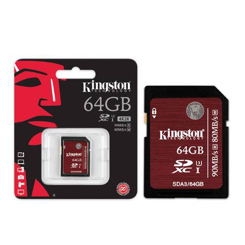 Cartao de Memoria Classe 10 Kingston Sda3/64gb Sdxc 64gb Uhs-I U3 Ultimate