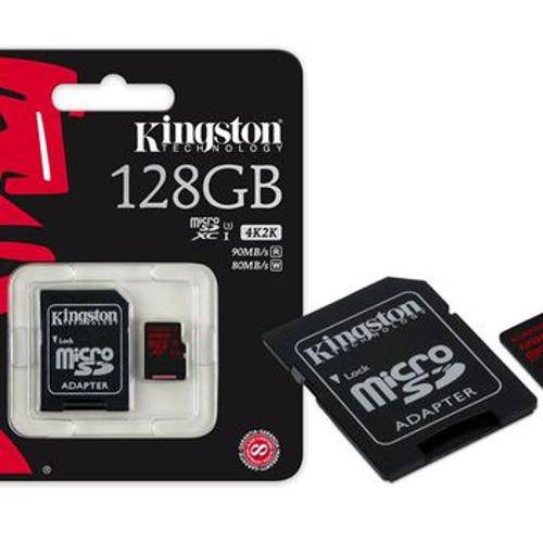 Cartao de Memoria Classe 10 Kingston Sdca3/128gb Micro Sdxc 128gb Uhs-I U3 com Adaptador Sd