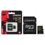 Cartao de Memoria Classe 10 Kingston Sdca10/64gb Micro Sdxc 64gb com Adaptador Sd Uhs-I