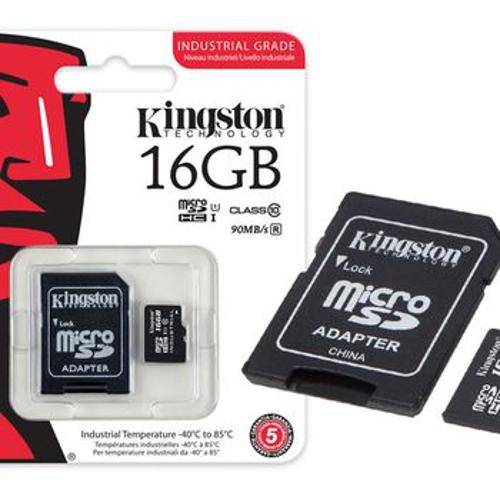 Cartao de Memoria Classe 10 Kingston Sdcit/16gb Micro Sdhc Industrial 16gb com Adaptador Sd Uhs-1