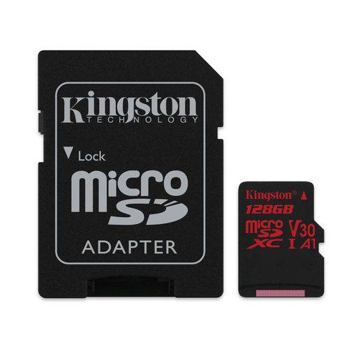 Cartao de Memoria Classe 10 Kingston Sdcr/128gb Micro Sdxc 128gb 100r/80w Uhs-i U3 V30 Canvas React