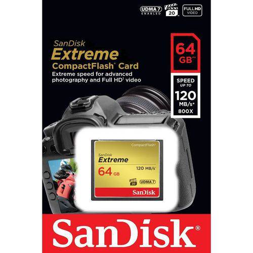 Cartão de Memória Compact Flash Cf 64gb Sandisk Extreme 120mb/s