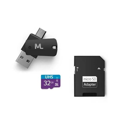 Cartão de Memória 32GB + Adaptador USB Dual Drive + Adaptador SD MC151 Multilaser
