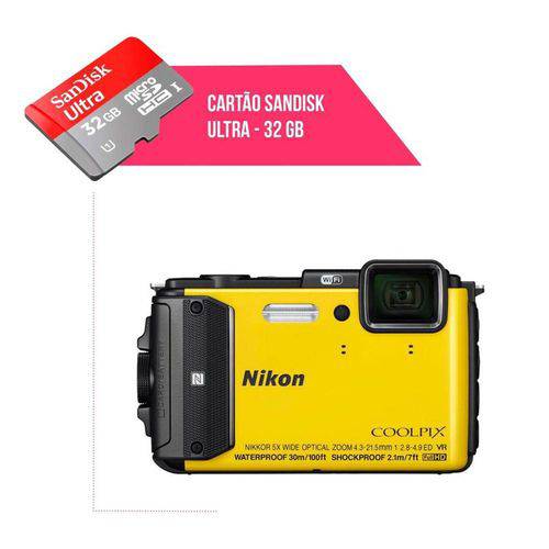 Cartão de Memória 32gb Ultra para Câmera Nikon Coolpix Aw 130