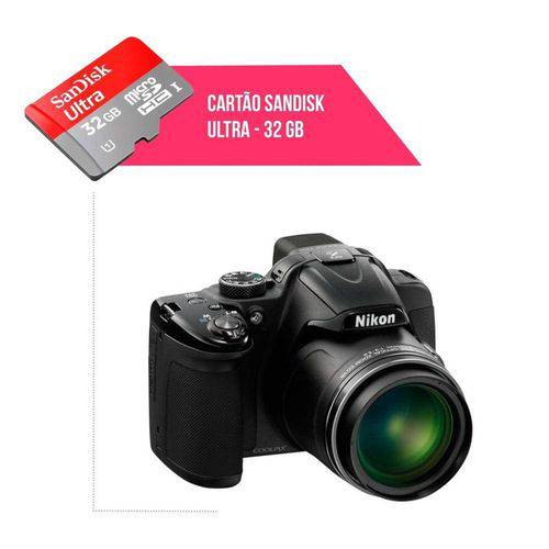 Cartão de Memória 32gb Ultra para Câmera Nikon Coolpix P520