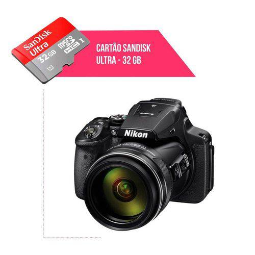Cartão de Memória 32gb Ultra para Câmera Nikon Coolpix P900