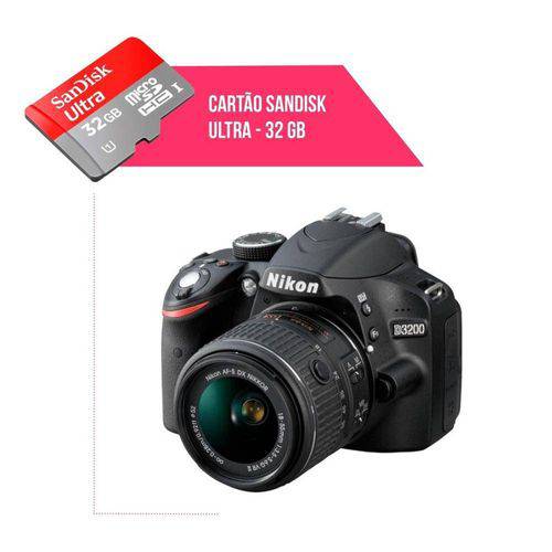 Cartão de Memória 32gb Ultra para Câmera Nikon D3200