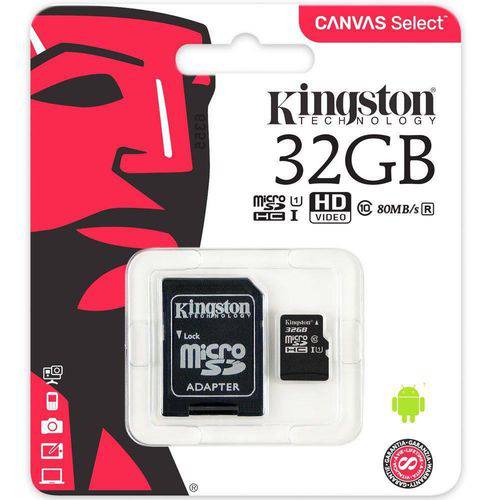 Cartão de Memória Kingston 32GB, Classe 10