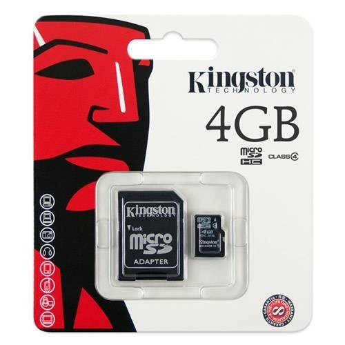 Cartao de Memoria Kingston Micro Sd 4gb Classe 4 Adaptador Sd