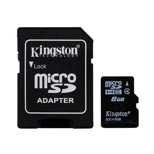 Cartão de Memória Kingston Micro Sdhc 8gb Classe 4 com Adaptador Sd - Sdc4/8gb