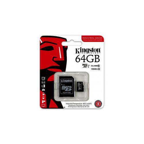 Cartão de Memória Kingston Microsd Industrial Temperature 64gb Classe 10 com Adaptador -sdcit/64gb