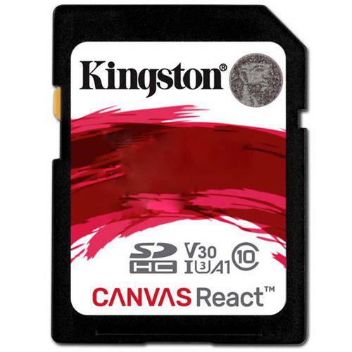 Cartão de Memória Kingston SD Canvas React U3 Classe 10 Ultra HD 4K 100MB/s – SDR
