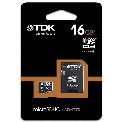 Cartão de Memória Micro Sd 16GB TDK com Adaptador
