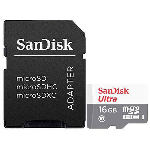 Cartão de Memória Micro Sd de 16gb Sandisk Ultra Sdsquns-016g - Cinza-branco