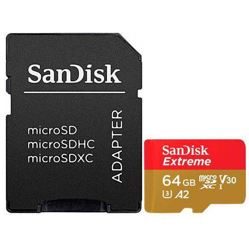 Cartão de Memória Micro Sd de 64gb Sandisk Extreme Sdsqxaf-064g-gn6aa - Vermelho