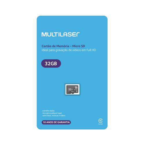 Cartão de Memória Micro SD 32GB Classe 10 MC145 Multilaser