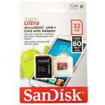 Cartão de Memória Micro Sd 32 Gb Classe 10 Speed Up To 80 Mbs 533x Sandisk