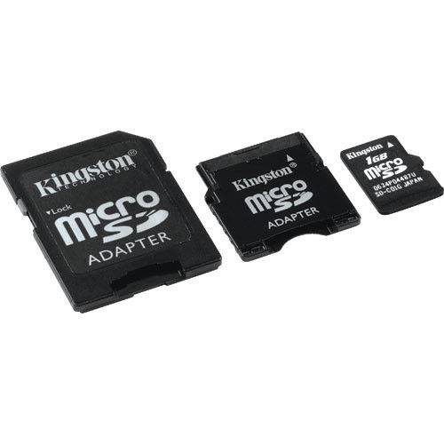 Cartão de Memória Micro SD Kingston com Adaptador Mini SD e SD - 1GB SDC / 1GB-2AD