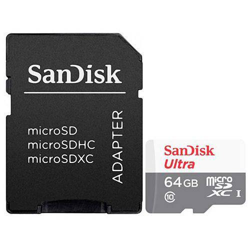 Cartão de Memória Micro Sd Sandisk Ultra Sdsquns-064g de 64gb Msdxc-i - Cinza-BR