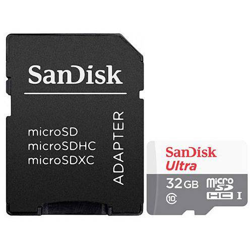Cartão de Memória Micro Sd Sandisk Ultra Sdsquns-032g de 32gb Msdhc-i - Cinza-BR