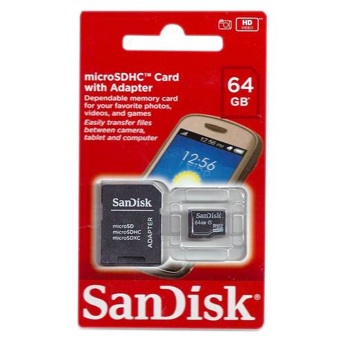 Cartão de Memória Micro Sdhc 64GB + Adaptador Sd - Sandisk