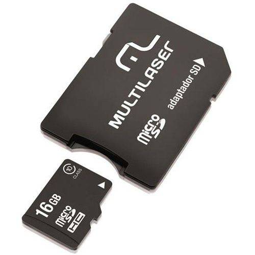 Cartão de Memória MicroSD 16 GB + Adaptador SD Multilaser, MC110
