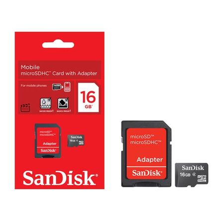 Cartão de Memória MicroSD 16GB com Adaptador para SD - SanDisk