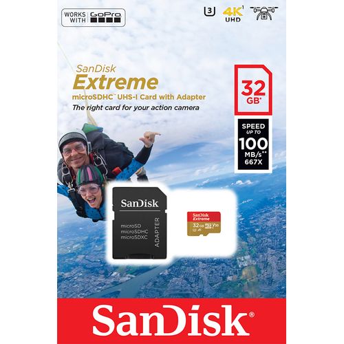Cartão de Memória MicroSD 32GB Extreme Classe 10 Até 100MB/s Câmera de Ação 4K e Full HD | SDSQXAF-032G-GN6AA 2105
