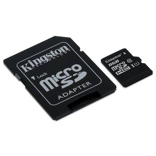Cartão de Memória MicroSDHC 8GB Adaptador SD - Kingston