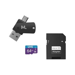 Cartão de Memória Multilaser MC152 4x1 Ultra High Speed Até 80 Mb/s UHS1 64GB