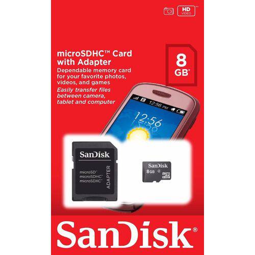 Cartão de Memória Sandisk 8gb Armazenamento de Vídeos Fotos Músicas e Documentos