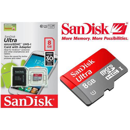 Cartão de Memória Sandisk 8gb Sdhc Ultra Class 10 - 30mb/S