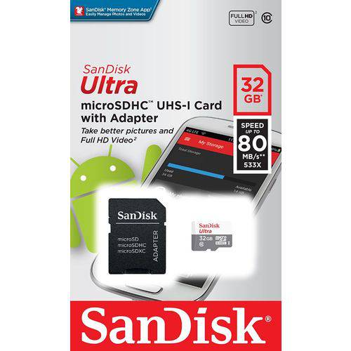 Cartão de Memória Sd 32gb Sandisk Ultra Class 10 2x1