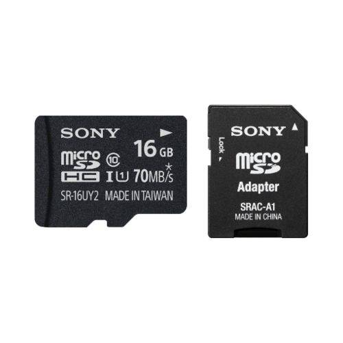 Cartão de Memória Sony 16GB MicroSD (MicroSDHC) Classe 10 com Adaptador - SR-16UY2A/TQ