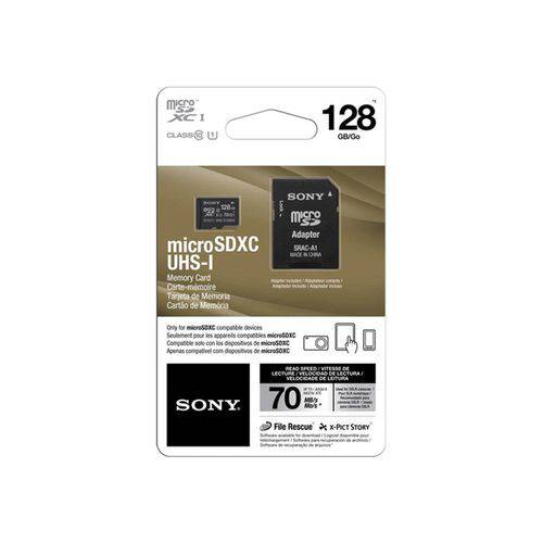 Cartão de Memoria Sony 128GB, Micro SD, C10, 70 MBP/S 4K