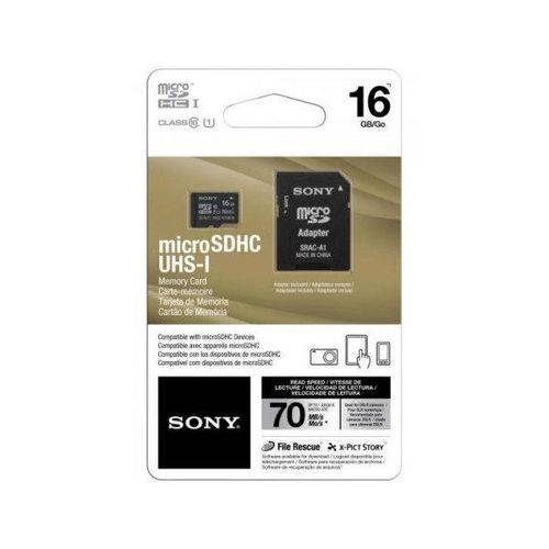 Cartão de Memória Sony Micro SDHC 16GB Classe 10 70MB/s com Adaptador SD - SR-16UY2