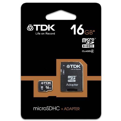 Cartão de Memória Tdk P/ Câmera Digital 16gb Classe 4 - Mod. Micro Sd Hc C/ Adp Sd