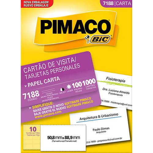 Cartao de Visita Personal Cards 7188 100 Folhas Pimaco