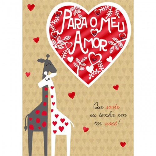 Cartão Handmade Beauty Amor Estampa Girafas- Grafon's
