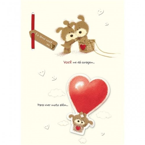 Cartão Handmade Beauty Amor Estampa Ursos no Balão- Grafon's