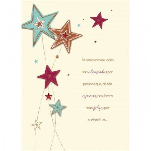 Cartão Handmade Beauty Aniversário Estampa Estrelas- Grafon's