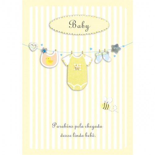 Cartão Handmade Beauty Nascimento Estampa Varal de Roupas Baby - Grafon's